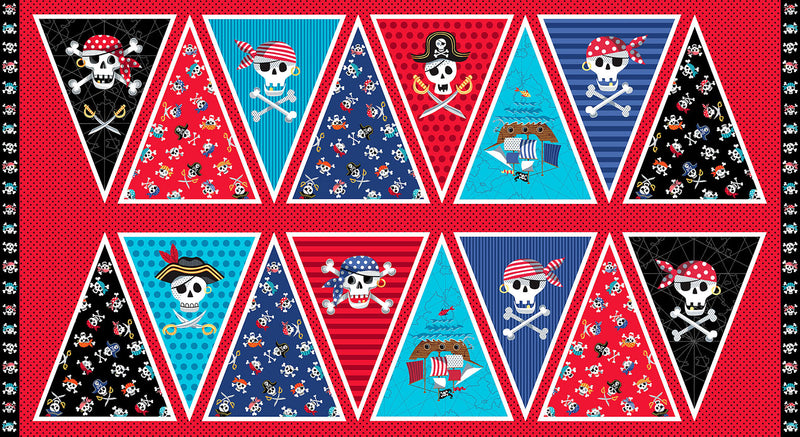 Makower | Pirates 'Pirate Bunting Panel' 2435/1: Precut Panel