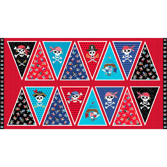Makower | Pirates 'Pirate Bunting Panel' 2435/1: Precut Panel