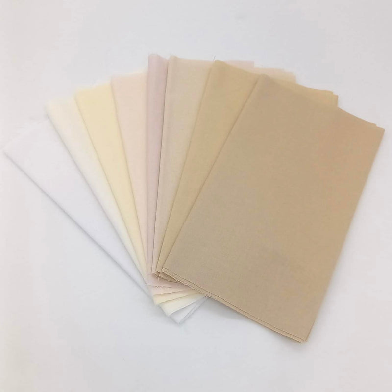 8x FQ Cotton Plains: White, Ivory, Cream, Vanilla, Natural Seeded, Nude, Beige, Latte