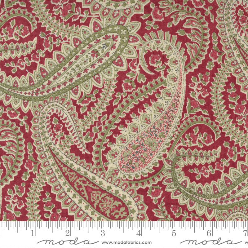 3 Sisters for Moda | Poinsettia Plaza 'Plaza Paisley' Crimson 44292 12: by the 1/2m