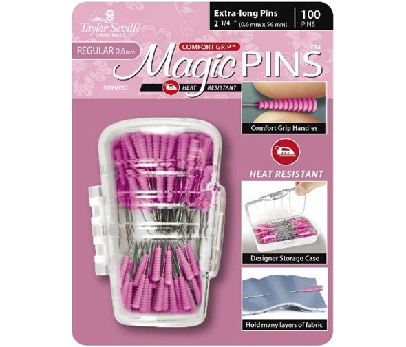 Taylor Seville: Magic Pins COMFORT GRIP 2 1/4" Extra Long FINE 0.5mm: 50 pins