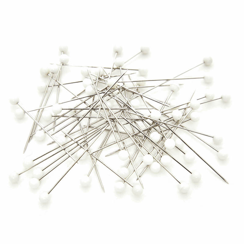 Hemline Gold: Plastic Head Pins: White