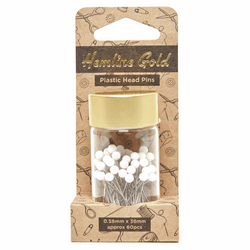 Hemline Gold: Plastic Head Pins: White