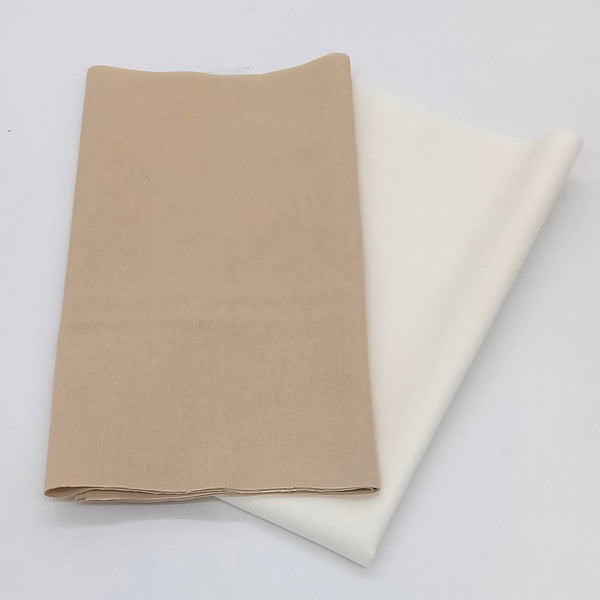 ECHO STAR: 2 x 1/2m 100% Cotton Plain for background and binding: #2 Ivory and #7 Beige