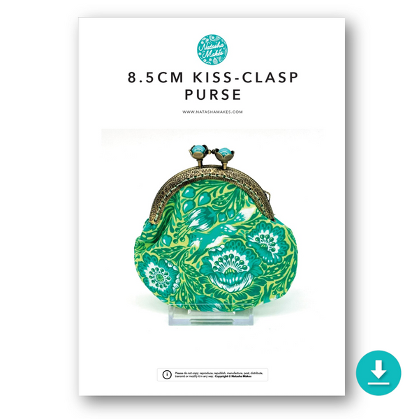 INSTRUCTIONS WITH TEMPLATE: 8.5cm Kiss Clasp Purse: DIGITAL DOWNLOAD