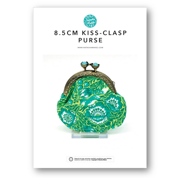INSTRUCTIONS WITH TEMPLATE: 8.5cm Kiss Clasp Purse: PRINTED VERSION