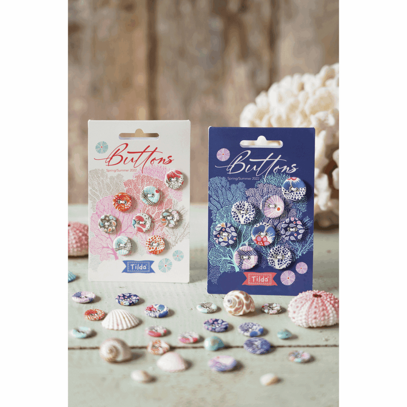 Tilda: Cotton Beach: Fabric Covered Buttons 400045: 14mm