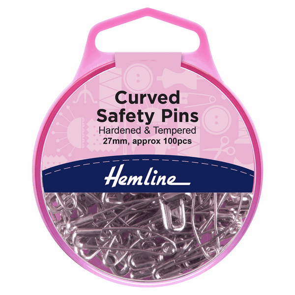 HEMLINE: Curved Safety Pins: 27mm, Approx 100pcs