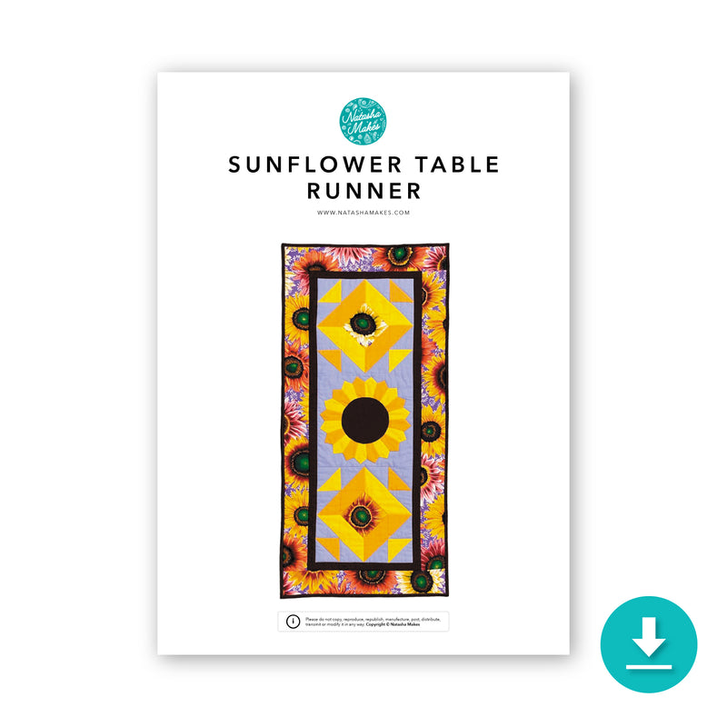 INSTRUCTIONS: 'Sunflower Table Runner': DIGITAL DOWNLOAD