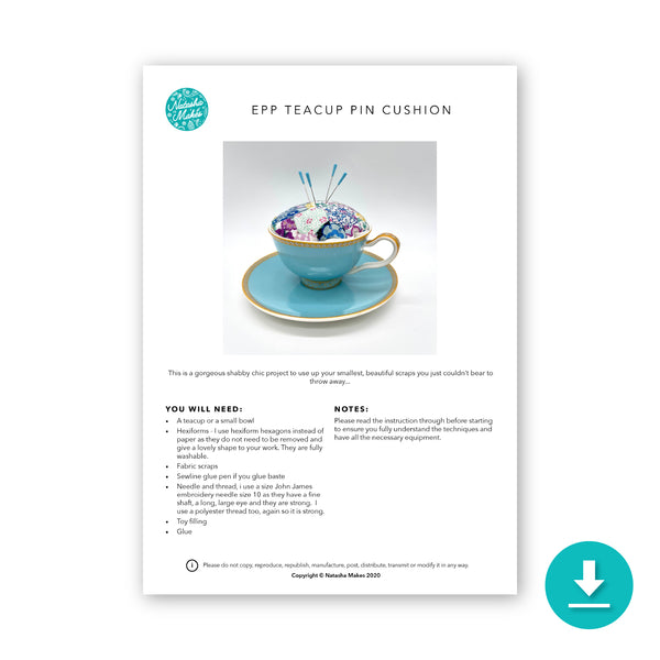 INSTRUCTIONS: EPP Teacup Pincushion: Digital Download