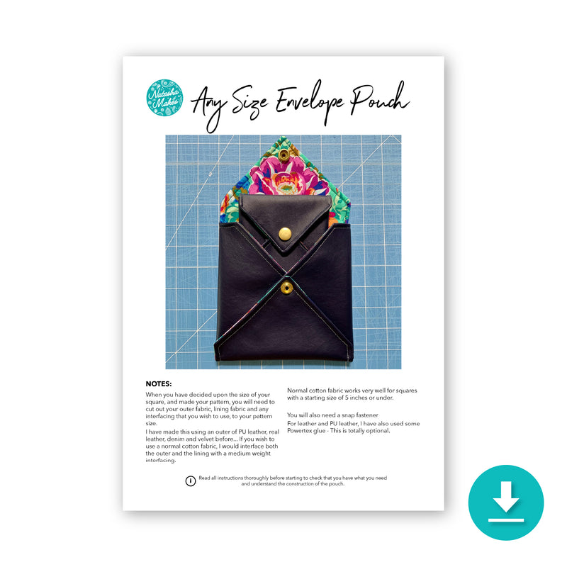 INSTRUCTIONS: Envelope Pouch: Digital Download