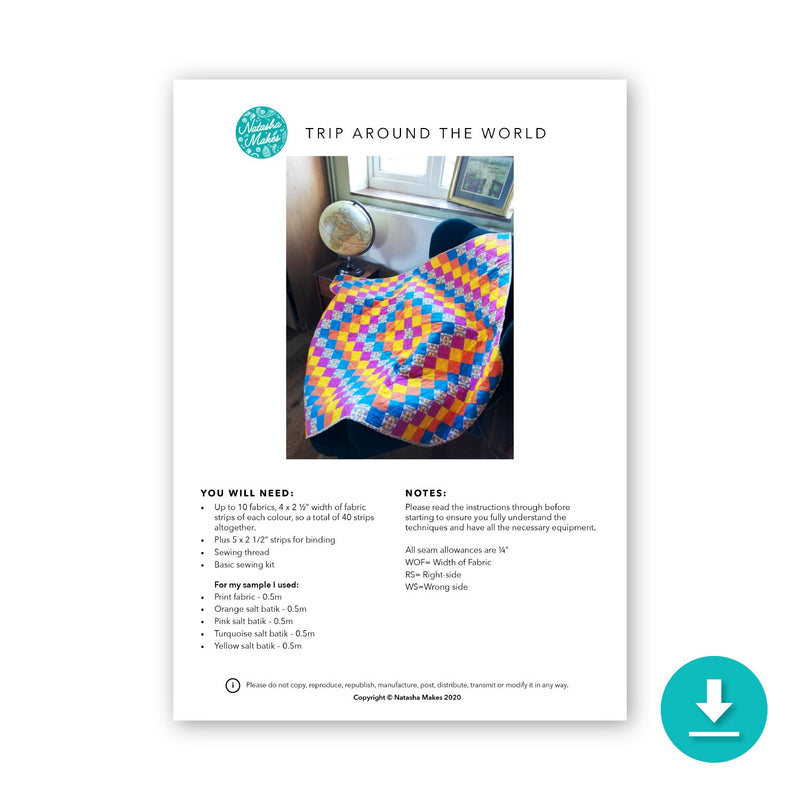 INSTRUCTIONS: Trip Around the World Quilt Pattern: PRINTED VERSION