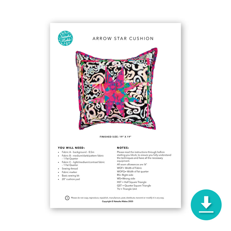 INSTRUCTIONS: Arrow Star Cushion: Digital Download