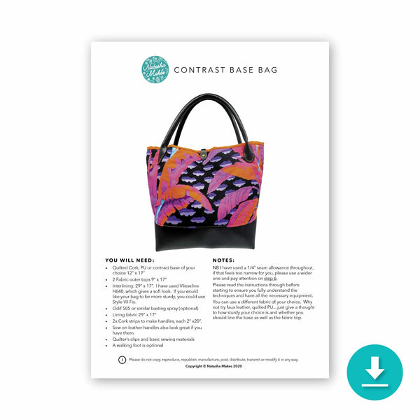 INSTRUCTIONS: Contrast Base Bag: DIGITAL DOWNLOAD