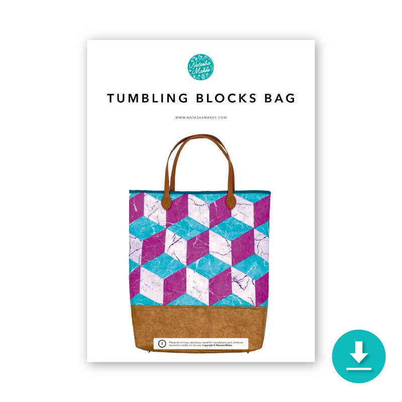 INSTRUCTIONS: Tumbling Blocks Bag: DIGITAL DOWNLOAD