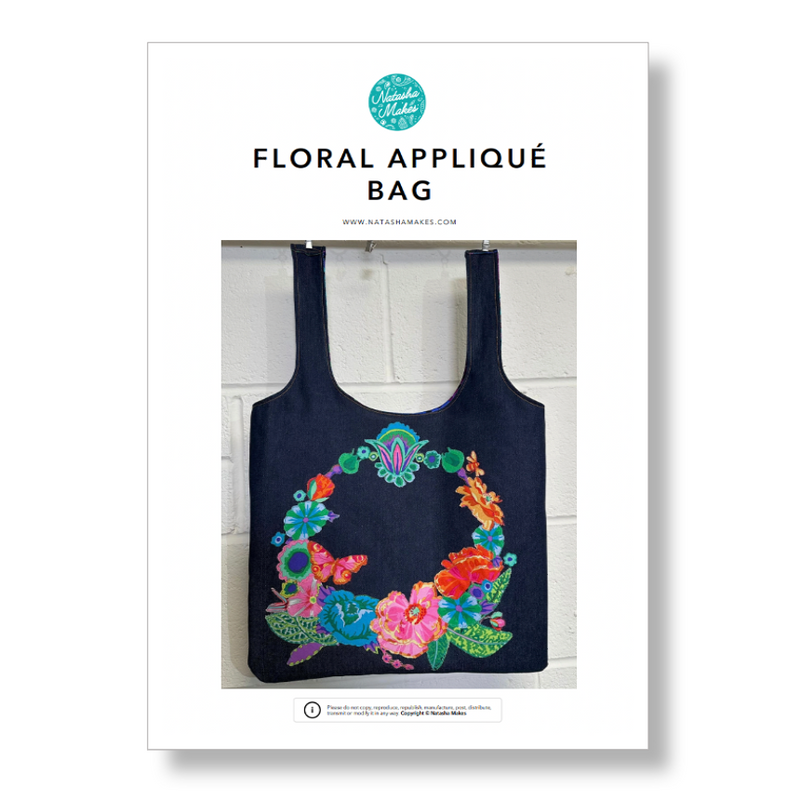INSTRUCTIONS + 1 Sheet Squared Pattern Paper: Floral Appliqué Bag: PRINTED VERSION