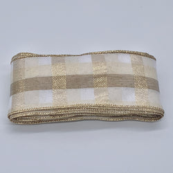 RIBBON: 5m length of 60mm wide Wired Gold Check