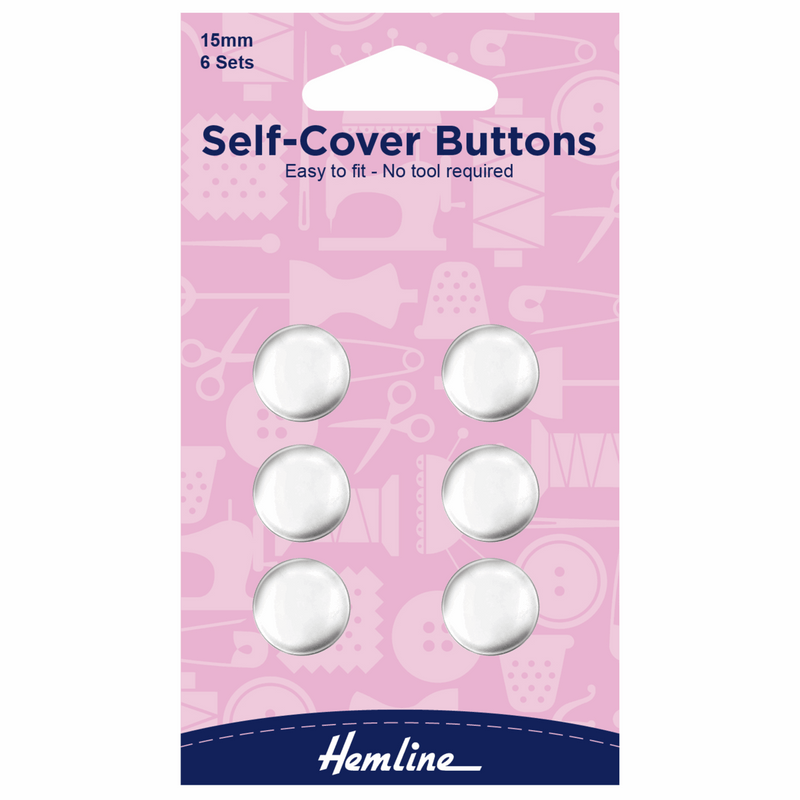 Hemline Self-Cover Buttons: Metal Top: 15mm