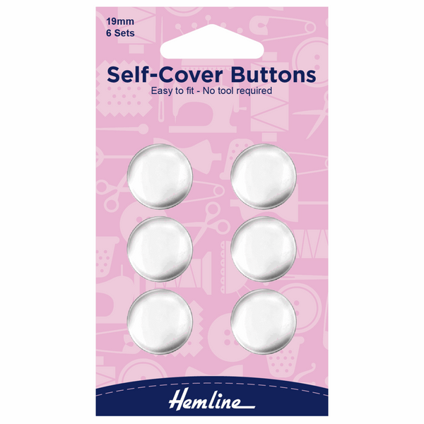 Hemline Self-Cover Buttons: Metal Top: 19mm