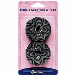 Hemline Hook & Loop Tape: Stick-On: Value Pack: 1.25m x 20mm: Black