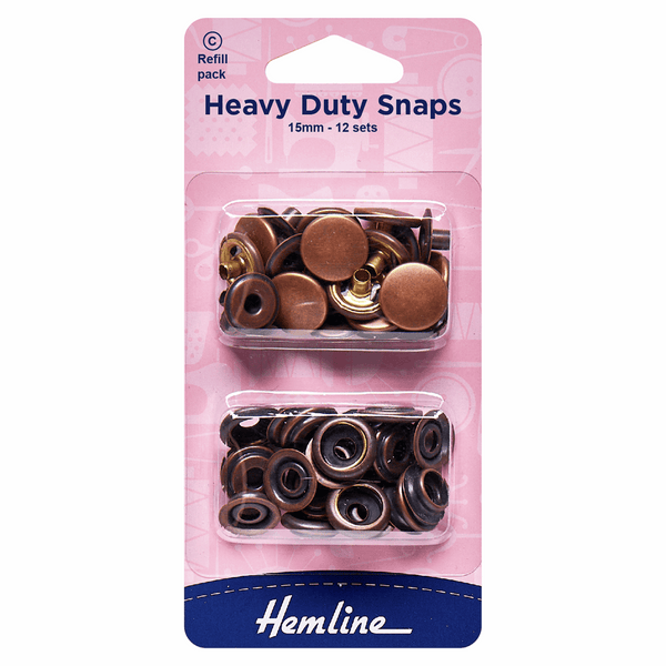 HEMLINE: Heavy Duty Snaps: 15mm: 405R.B Bronze: Refill Pack