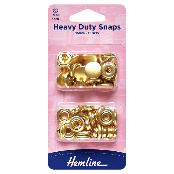 HEMLINE: Heavy Duty Snaps: 15mm: 405R.G Gold: Refill Pack