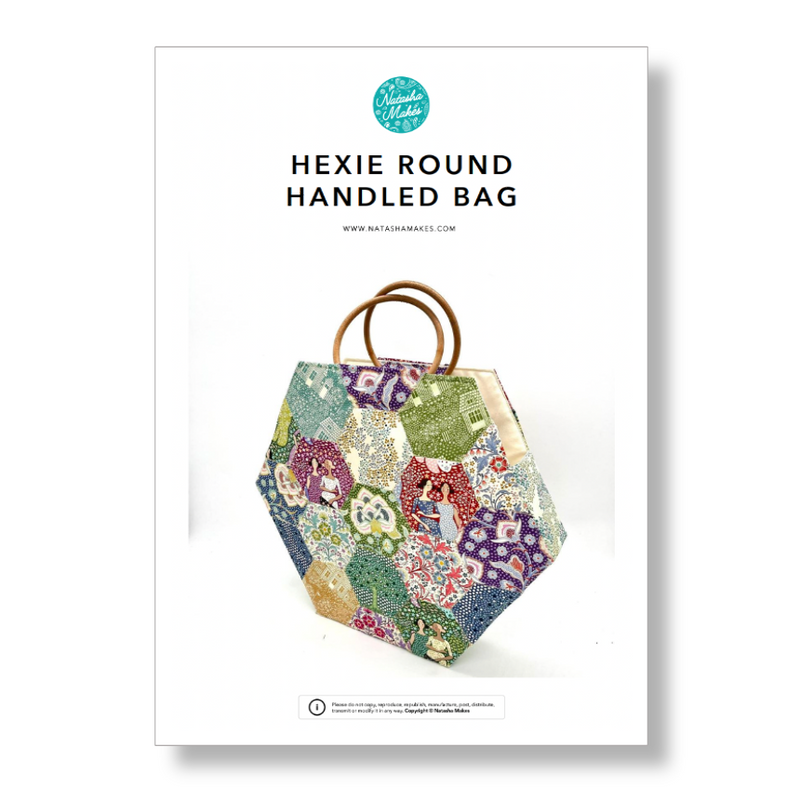 INSTRUCTIONS: Hexie Round Handled Bag: PRINTED VERSION