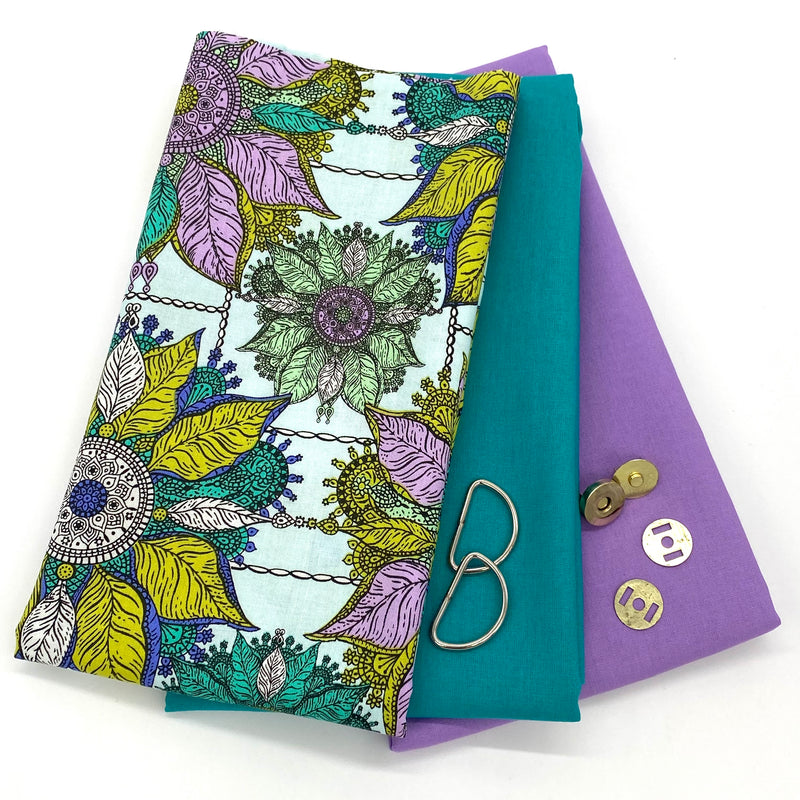 KIT with INSTRUCTIONS: Henna Messenger Bag: 1/2m Studio KM | Byzantium 'Byzantine' with 75cm Jade, 75cm Lavender