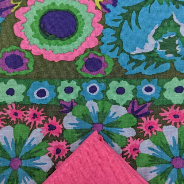 Half Metre Heaven: Kaffe Fassett Collective 'Embroidered Flower' Green with Bright Pink