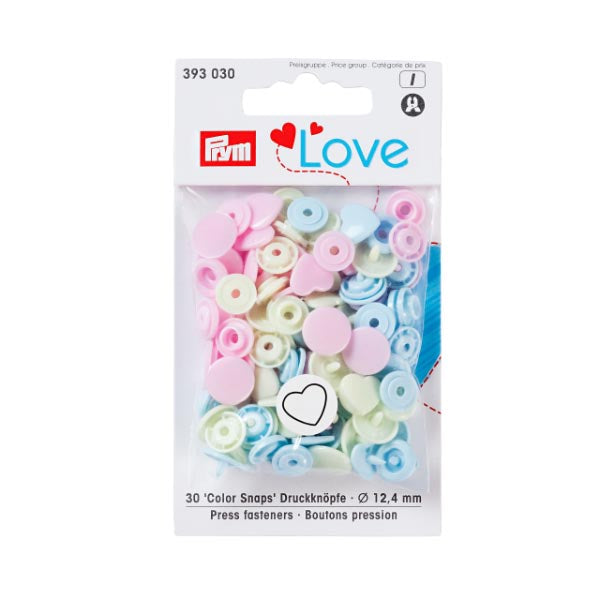 Prym Love | Press Fastener HEART 12.4mm 393 030: Pink Green Blue