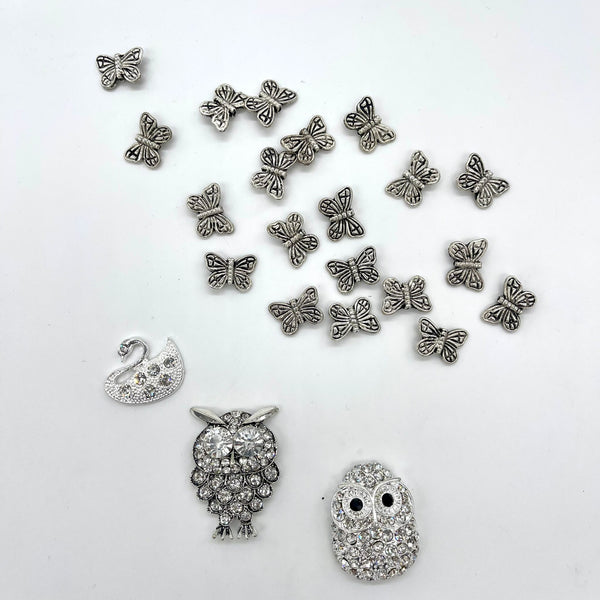 Craft Corner | Bling 'Things with Wings' Bundle: 1 Swan, 2 Owls + 20 Butterfly Charms
