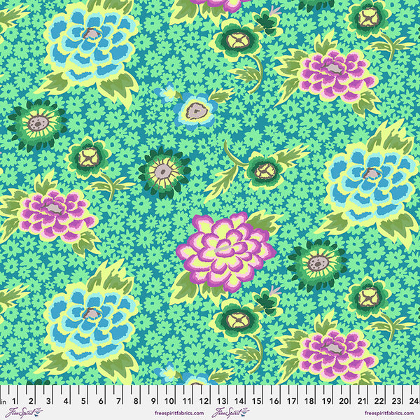 Kaffe Fassett Collective | February 2022: 'Charlotte' Teal: by the 1/2m