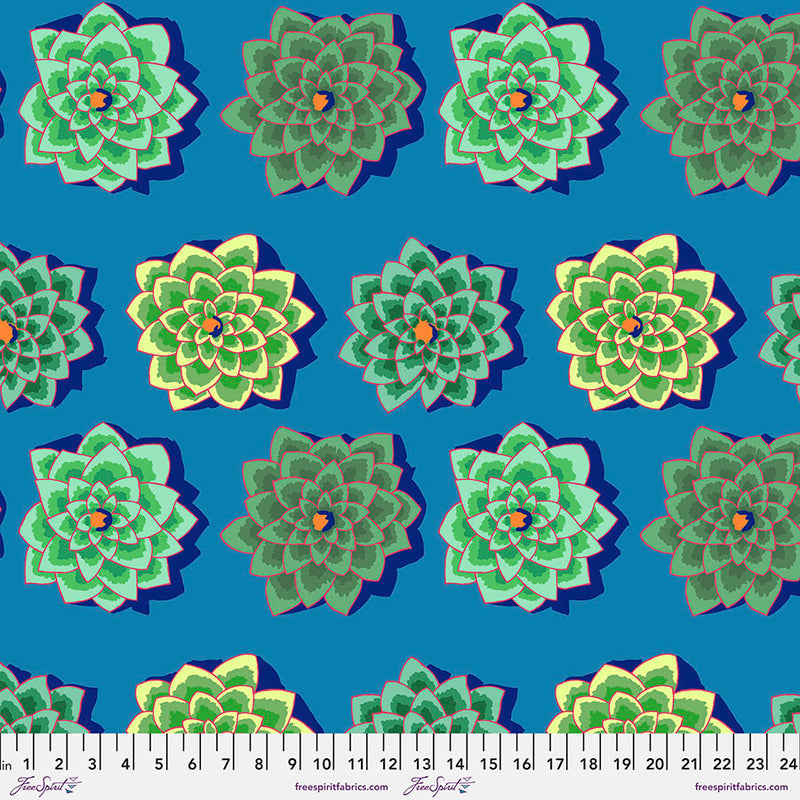 BOLT END SALE: Kaffe Fassett Collective 'Shadow Flower' Teal: Approx 3m CTO