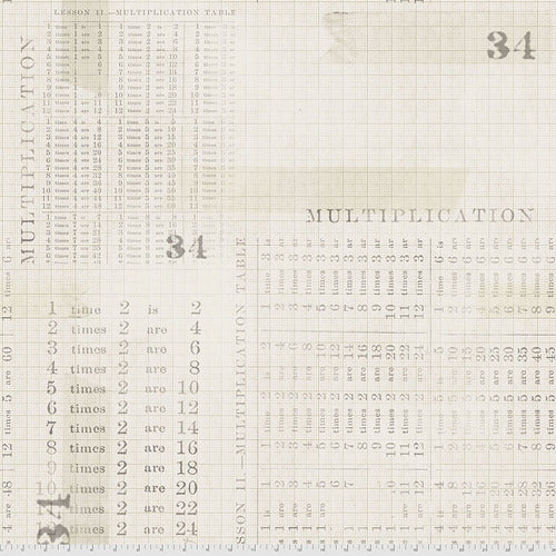 Tim Holtz | Eclectic Elements Monochrome PWTH106PARCHMENT 'Multiplication Table' Parchment: by the 1/2m