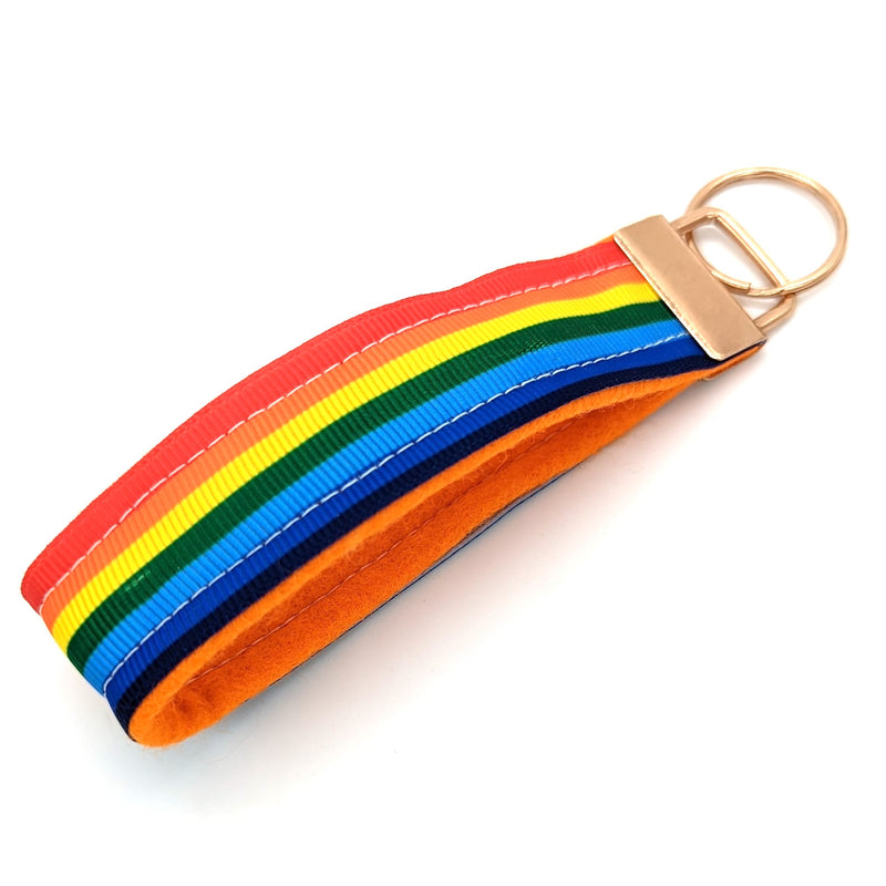 KIT with Instructions: Ribbon Key Fob Lanyard: 1/2m 'Rainbow' Ribbon with 9" Square Felt and 2x Key Fob Hardware