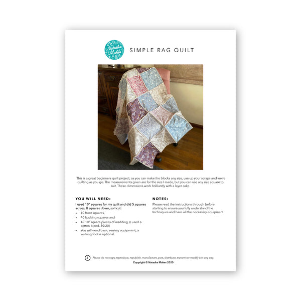 INSTRUCTIONS: Basics of a Rag Quilt: PRINTED VERSION