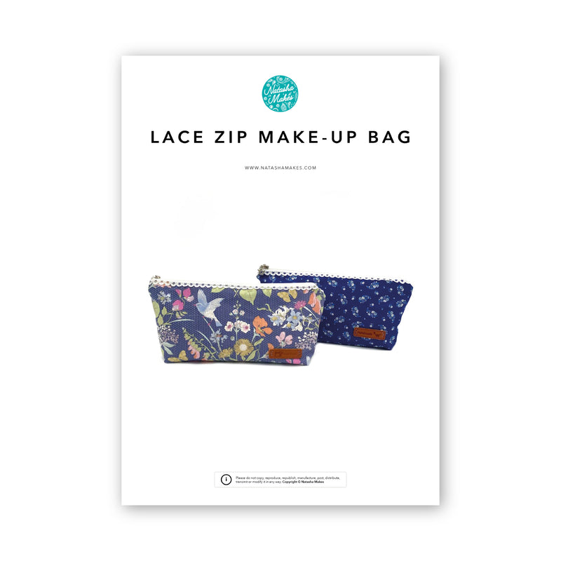 INSTRUCTIONS: Lace Zip Make Up Bag: PRINTED VERSION