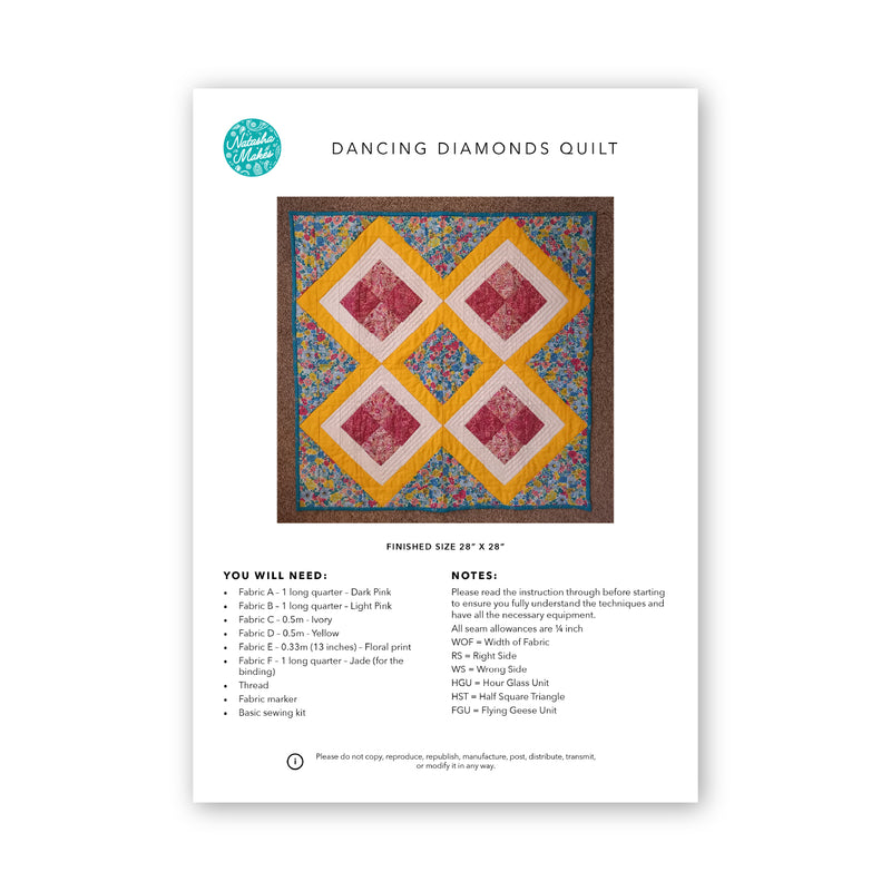 INSTRUCTIONS: Dancing Diamonds Quilt: PRINTED VERSION