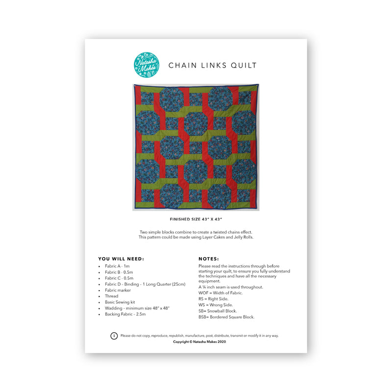 INSTRUCTIONS: Chain Links Quilt - PRINTED VERSION