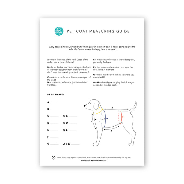 INSTRUCTIONS: Natasha's Guide to Making Your Own Dog / Pet Coat: PRINTED VERSION