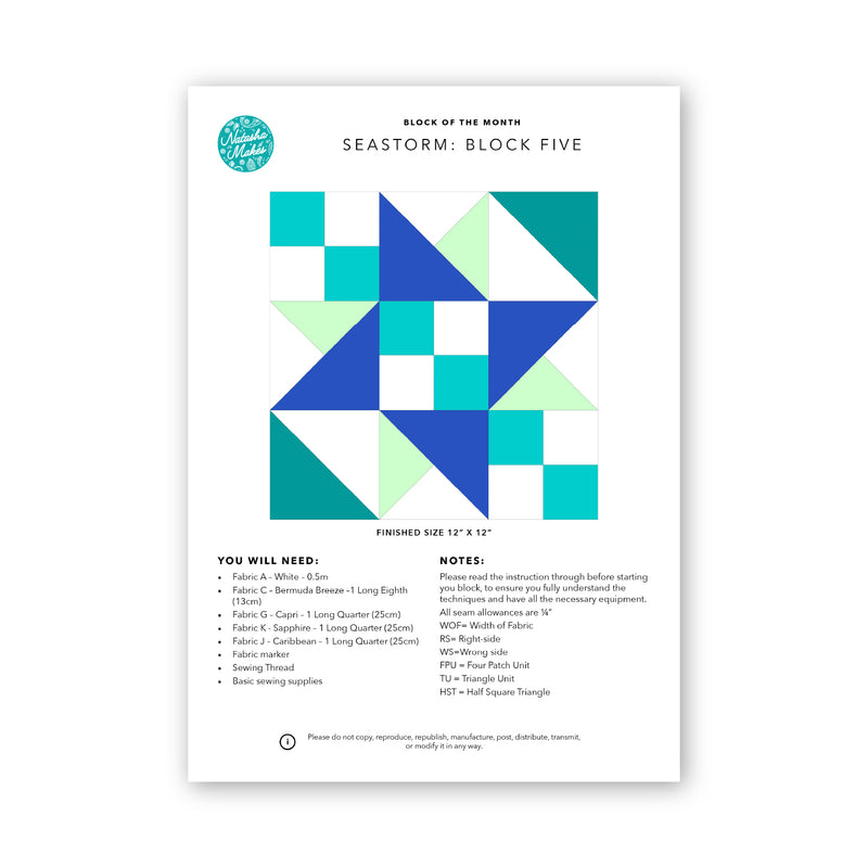 Block of the Month: Seastorm Block 5 Physical Instructions