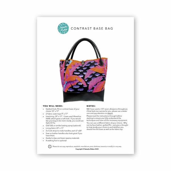 INSTRUCTIONS: Contrast Base Bag: PRINTED VERSION