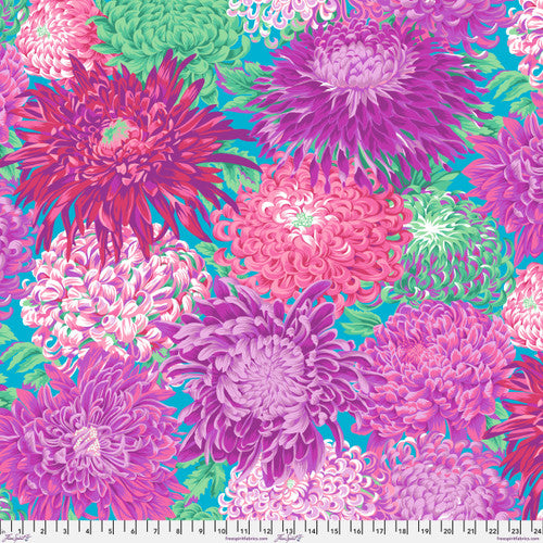 Kaffe Fassett Collective | 108" Super Wide Cotton Sateen Backing: 'Japanese Chrysanthemum' Magenta QBPJ003.MAGENTA: by the 1/2m