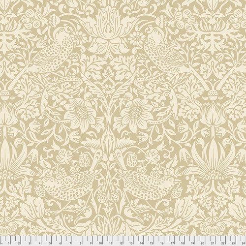 The Original Morris & Co | 108" Super Wide Backing: 'Strawberry Thief' Linen QBWM001LINEN: by the 1/2m