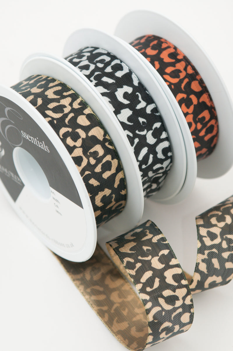 RIBBON: Berisfords 'Leopard Spots' 80570: 25mm x 5m: Colour 2 - Copper/Black