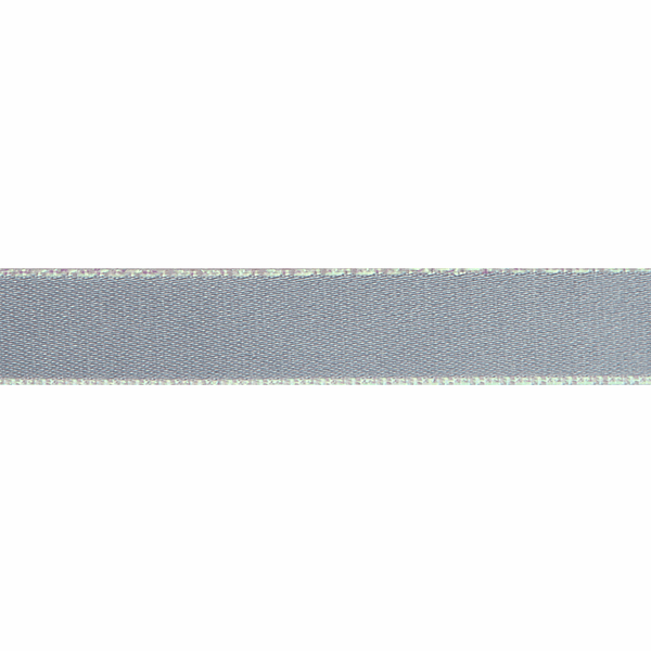 RIBBON: Iridescent Edge Satin: 5m x 5mm: Silver Grey