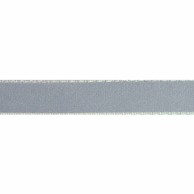 RIBBON: Iridescent Edge Satin: 5m x 5mm: Silver Grey