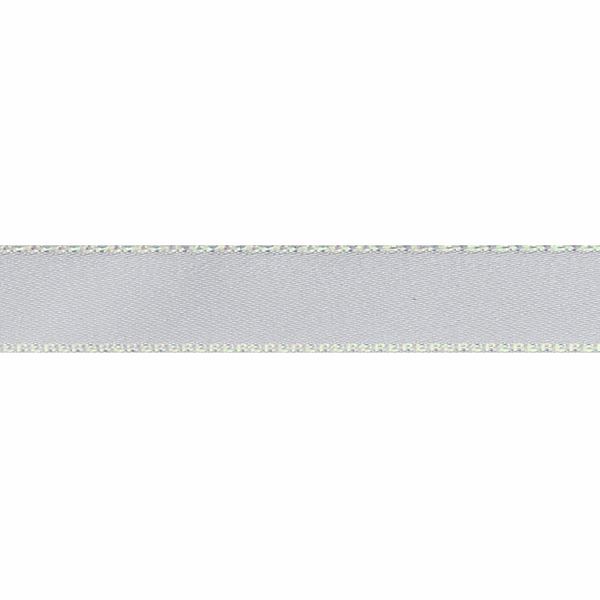 RIBBON: Iridescent Edge Satin: 5m x 15mm - White