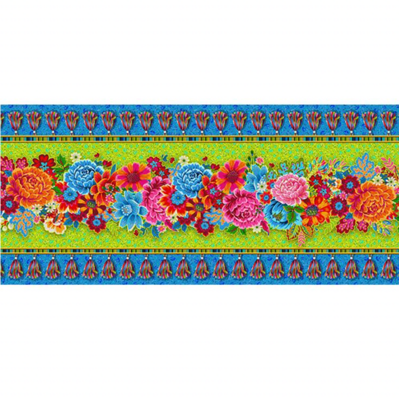 Velvet Border: Odile Bailloeul 'Balkan' Green: 13cm wide: by the METRE