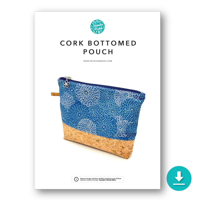 INSTRUCTIONS WITH TEMPLATE: Cork-Bottomed Pouch: DIGITAL DOWNLOAD